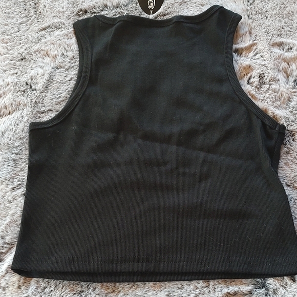 Von Dutch Black Crop Top with Gold Logo - Picture 3 of 5